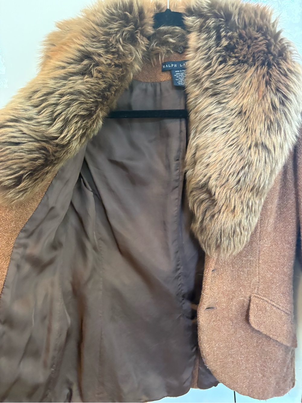Ralph Lauren Blue Label Lambs Wool Jacket with Fur Collar - Picture 3 of 5